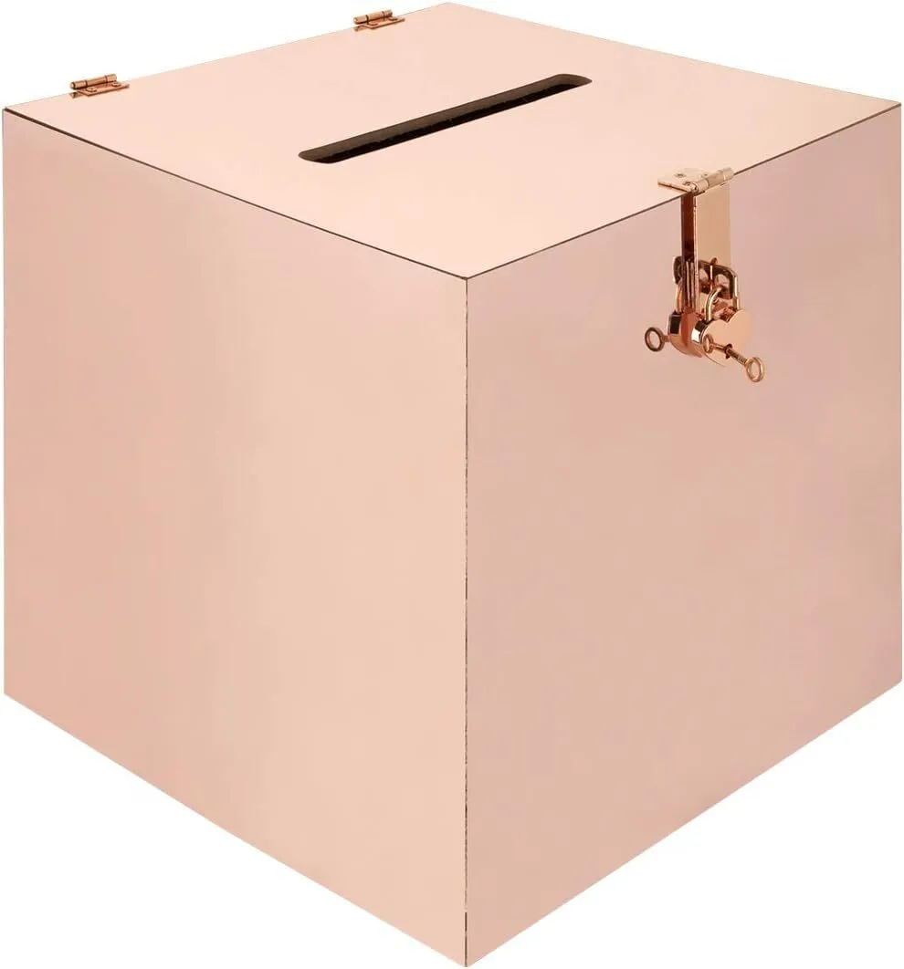 Rose Gold Mirror Acrylic Card Box 