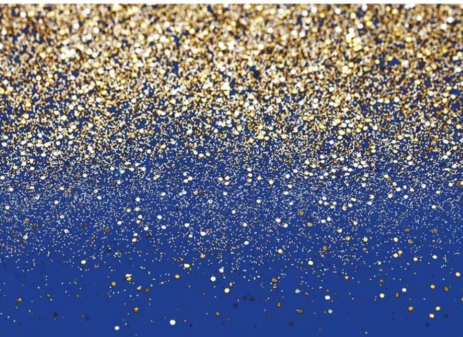 Blue and Gold Glitter Backdrop