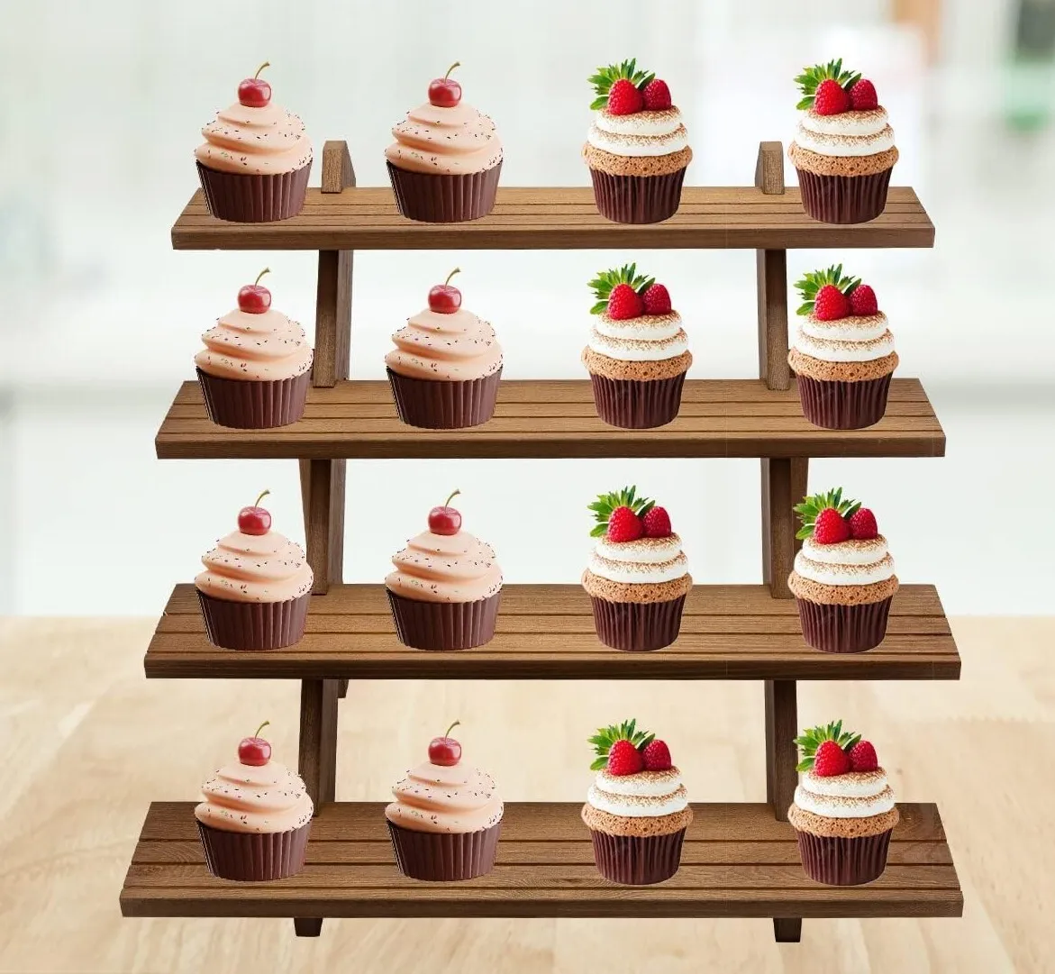 Wooden drink/cupcake stand