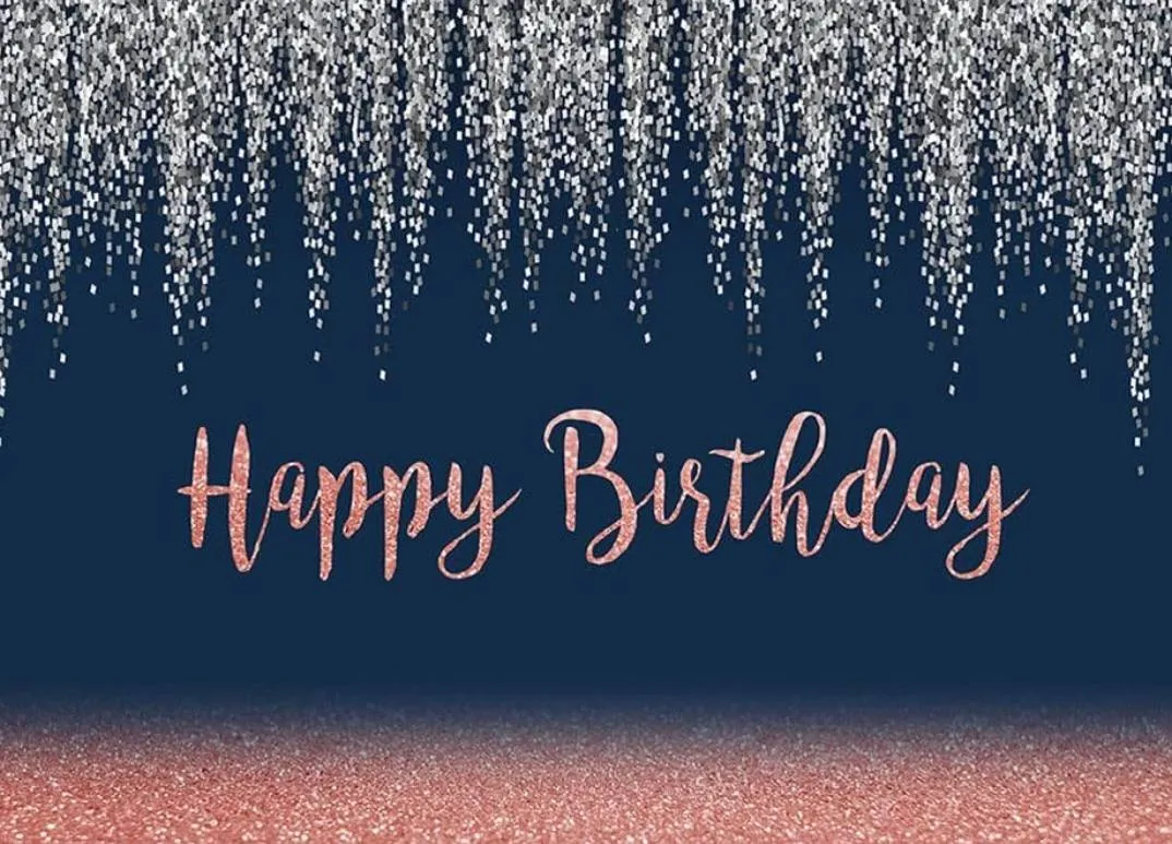 Happy Birthday Rose Gold & Blue Backdrop