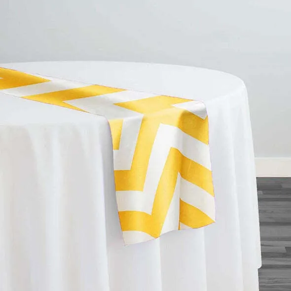 Gold Chevron Satin Table Runner