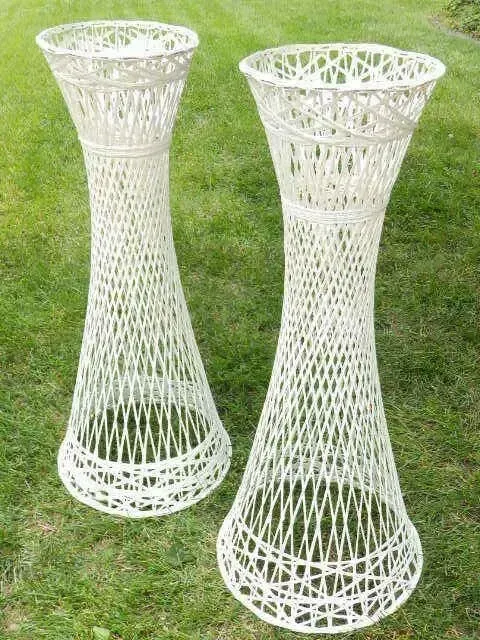 White Woven 37" Plant Stands