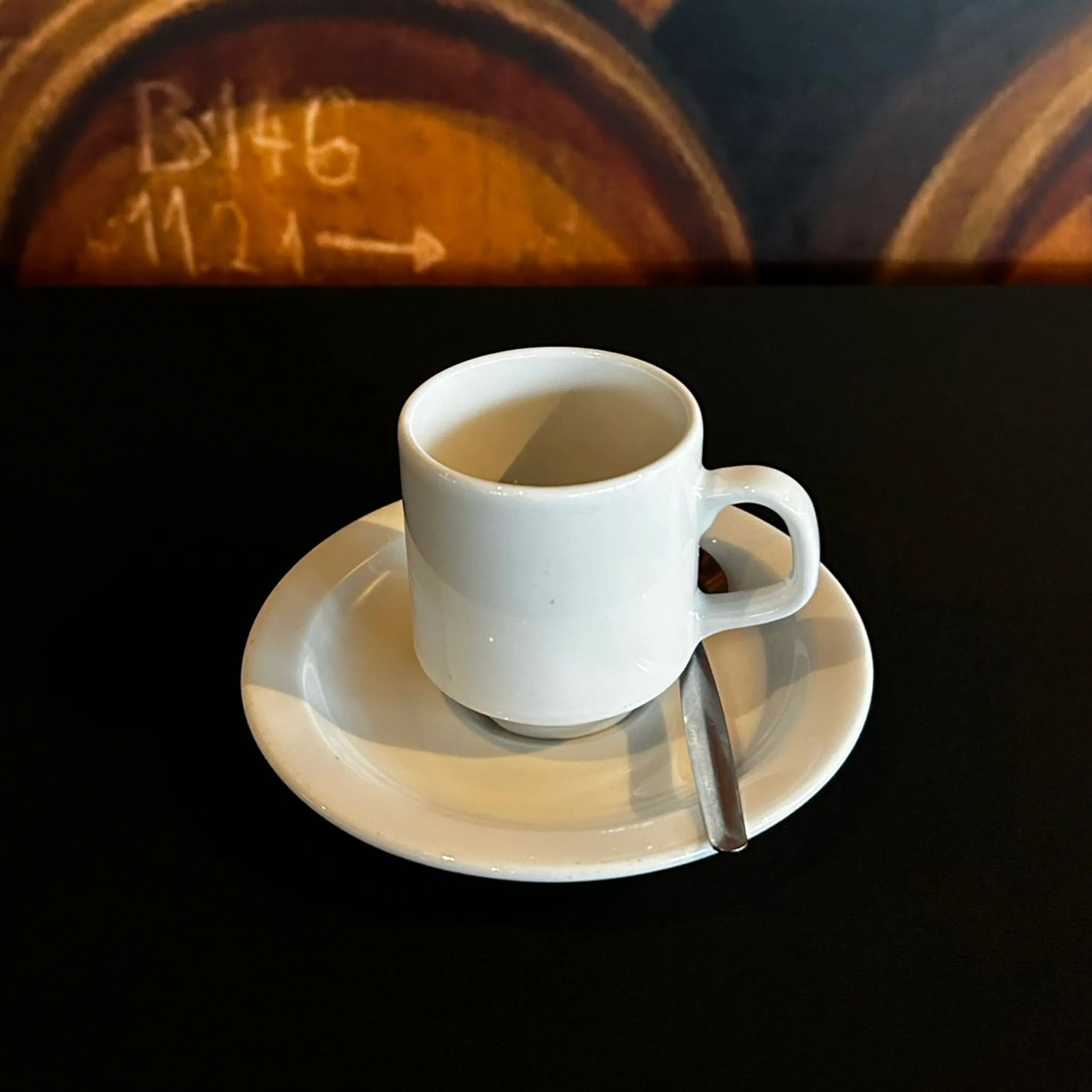 Koffiekopje, schotel & lepel