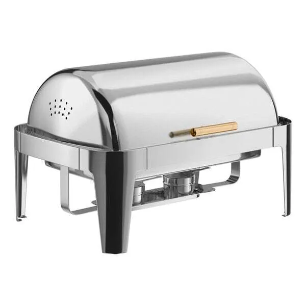Chafing Dish Acopa Roll Top Square With Gold Handle  (comes with full size water tray, food tray and Sterno Fuel Cell)