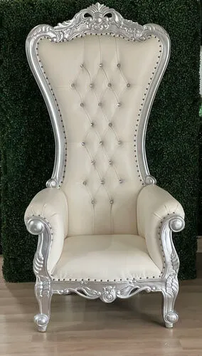 Throne Chair Silver and White 