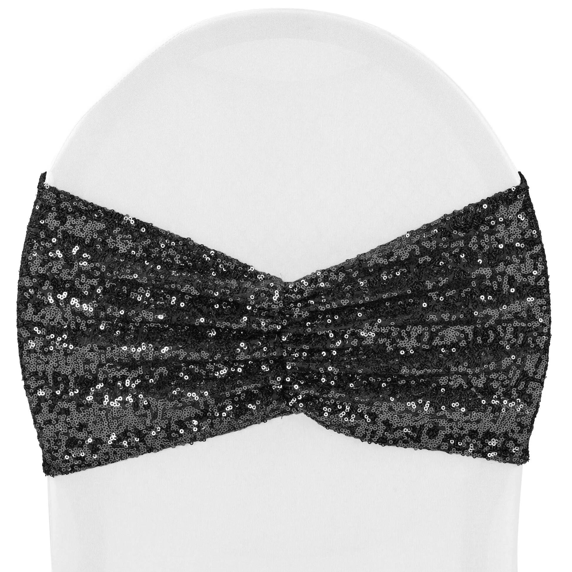 Black Sequin Spandex Chair Sash 