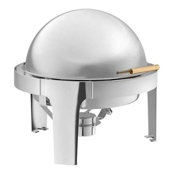 Chafing Dish Acopa Round Roll Top With Gold Handle  (comes with full size water tray, food tray and Sterno Fuel Cell)