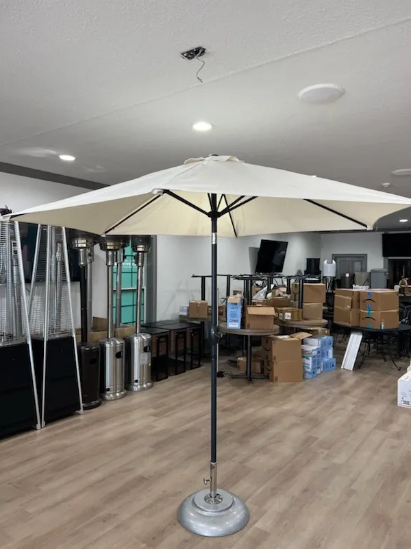 Beige Outdoor Patio Umbrella with Stand