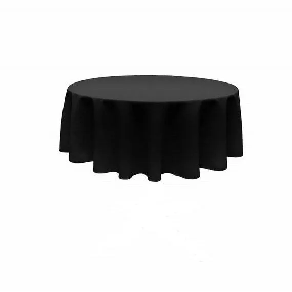 Black Linen Round Tablecloth 108"