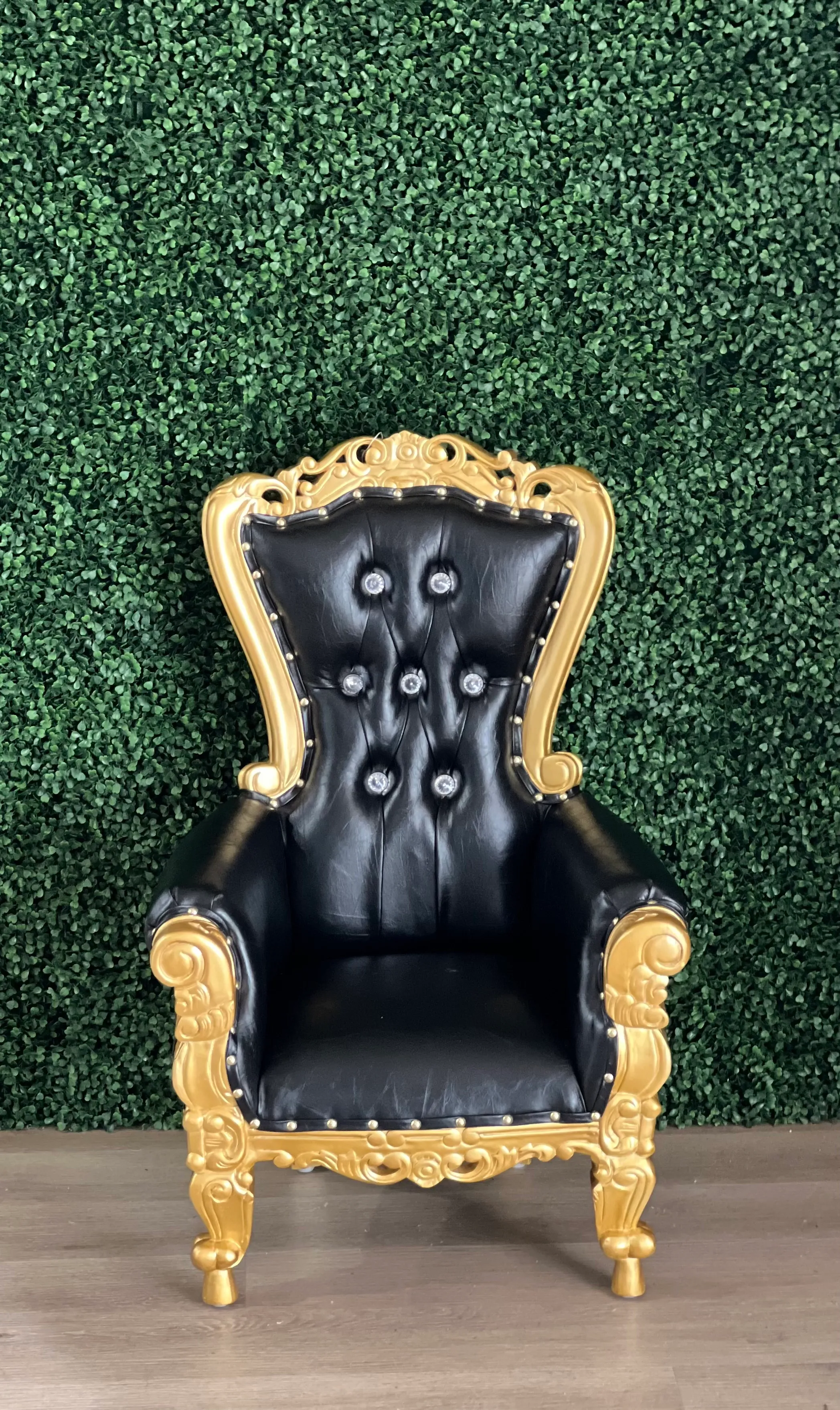 Throne Chair Childs Black and Gold 30.00 for 4 hours $15.00 each additional hour