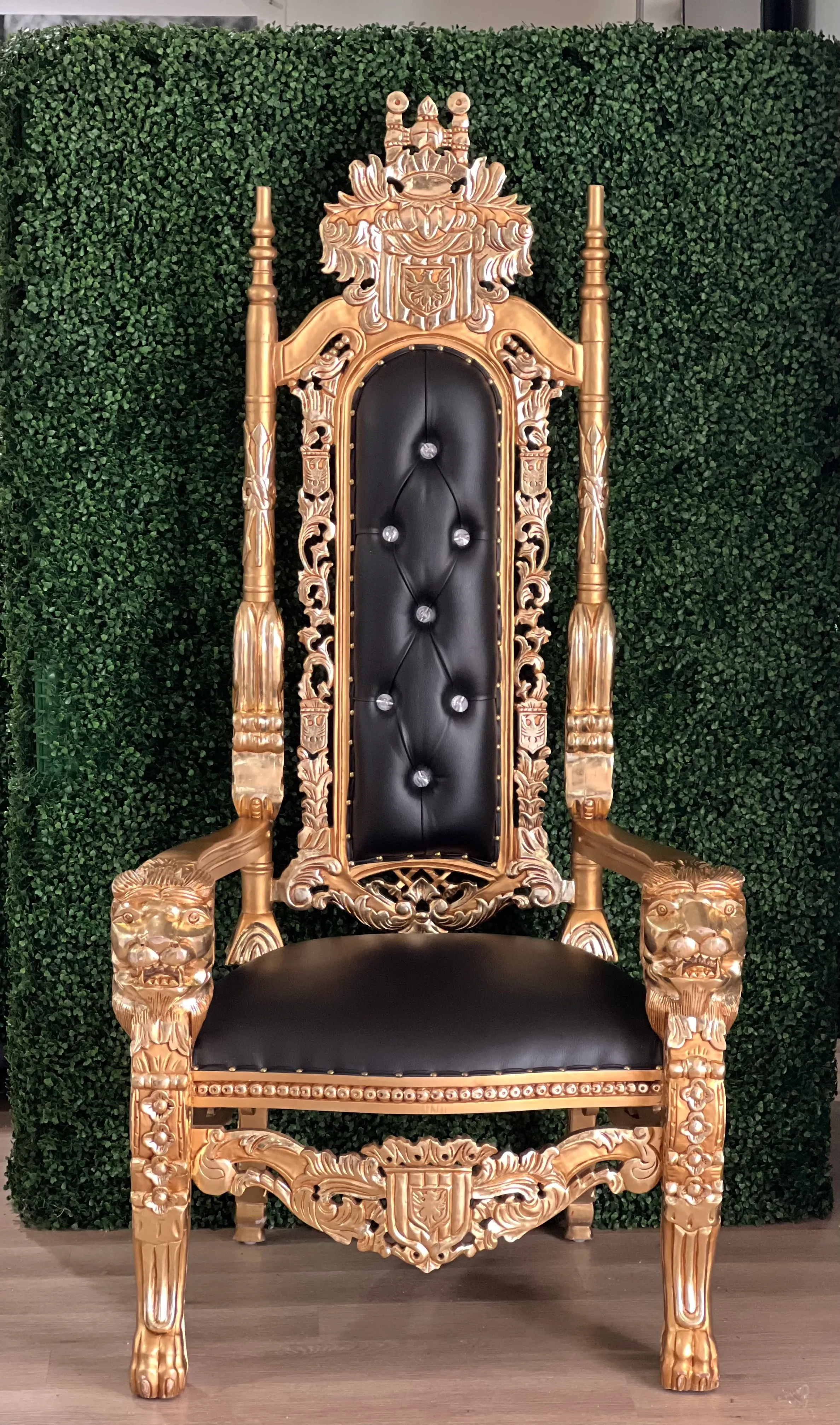 Throne Chair King Black and Gold  $125.00 first 4 hours $25.00 each additional