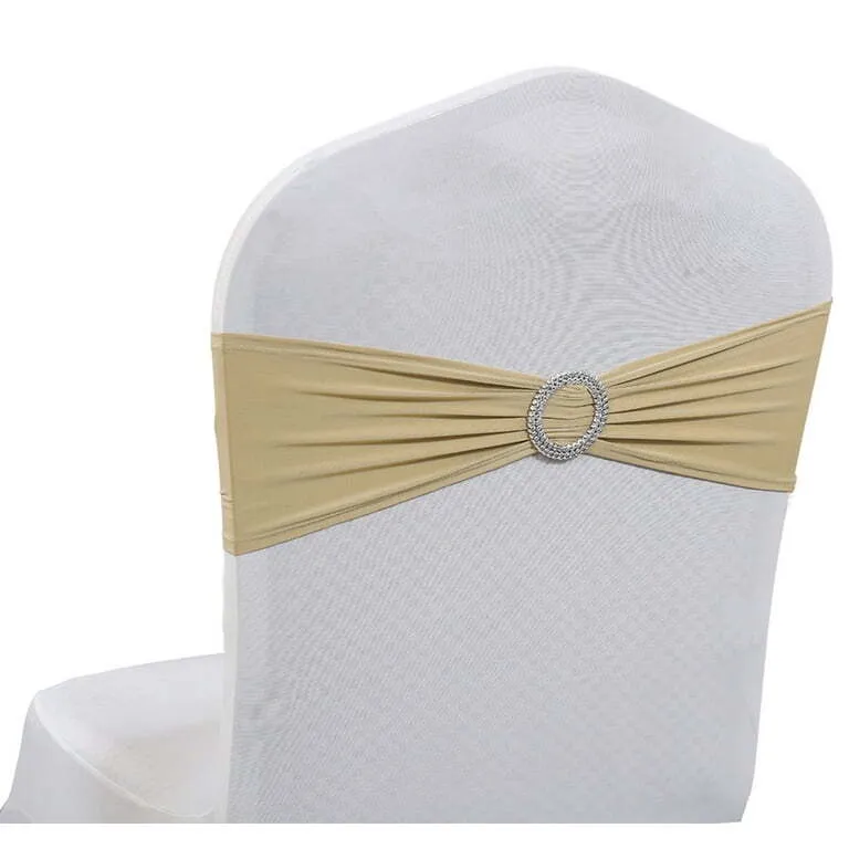 Gold Champagne Chair Sash with Round Diamond Buckle