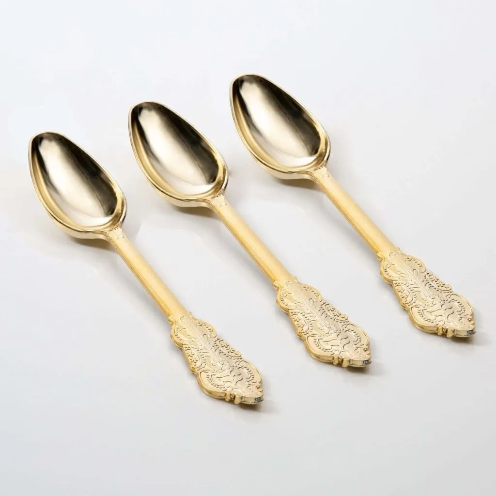 Plastic Gold Spoon with Vintage Ornate Handle