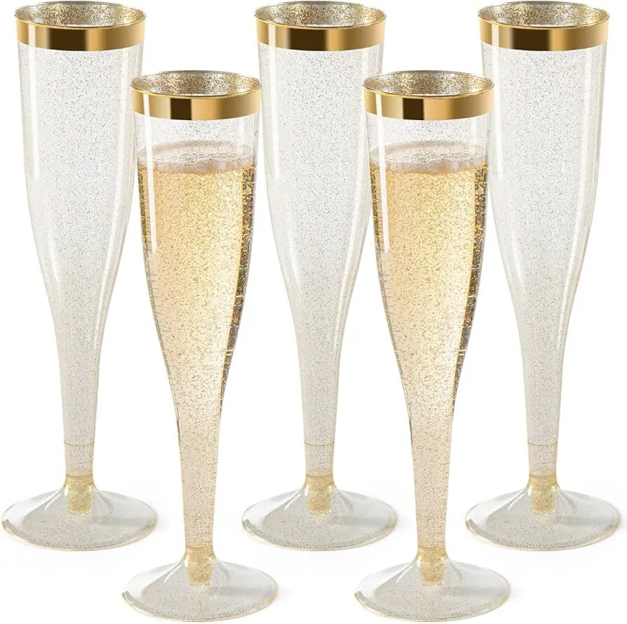 Plastic Gold Rimmed Champagne Flute