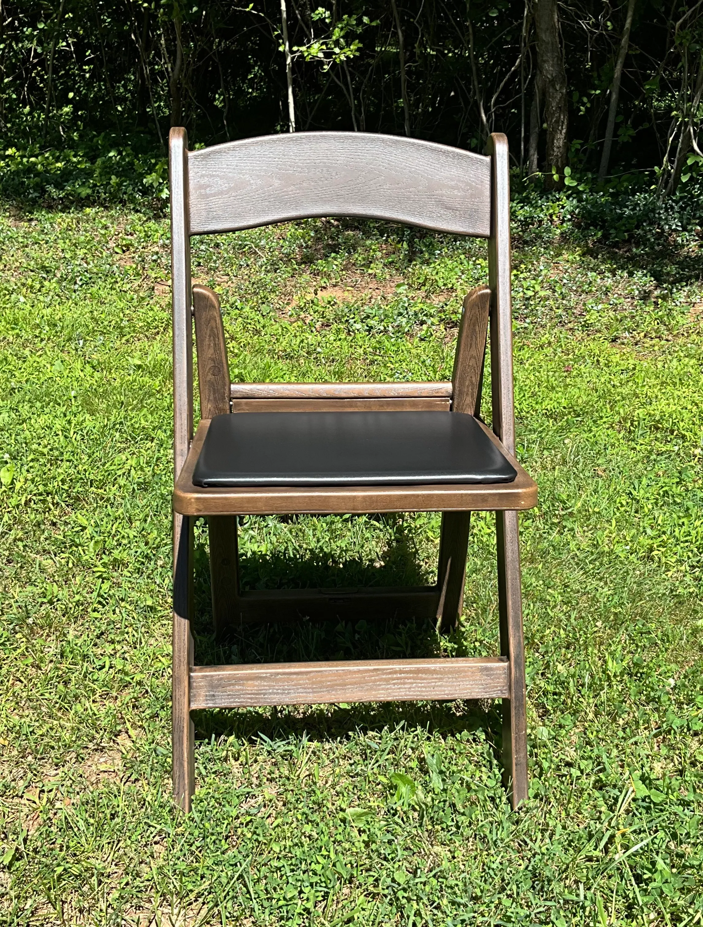Fruitwood resin chair with black cushion
