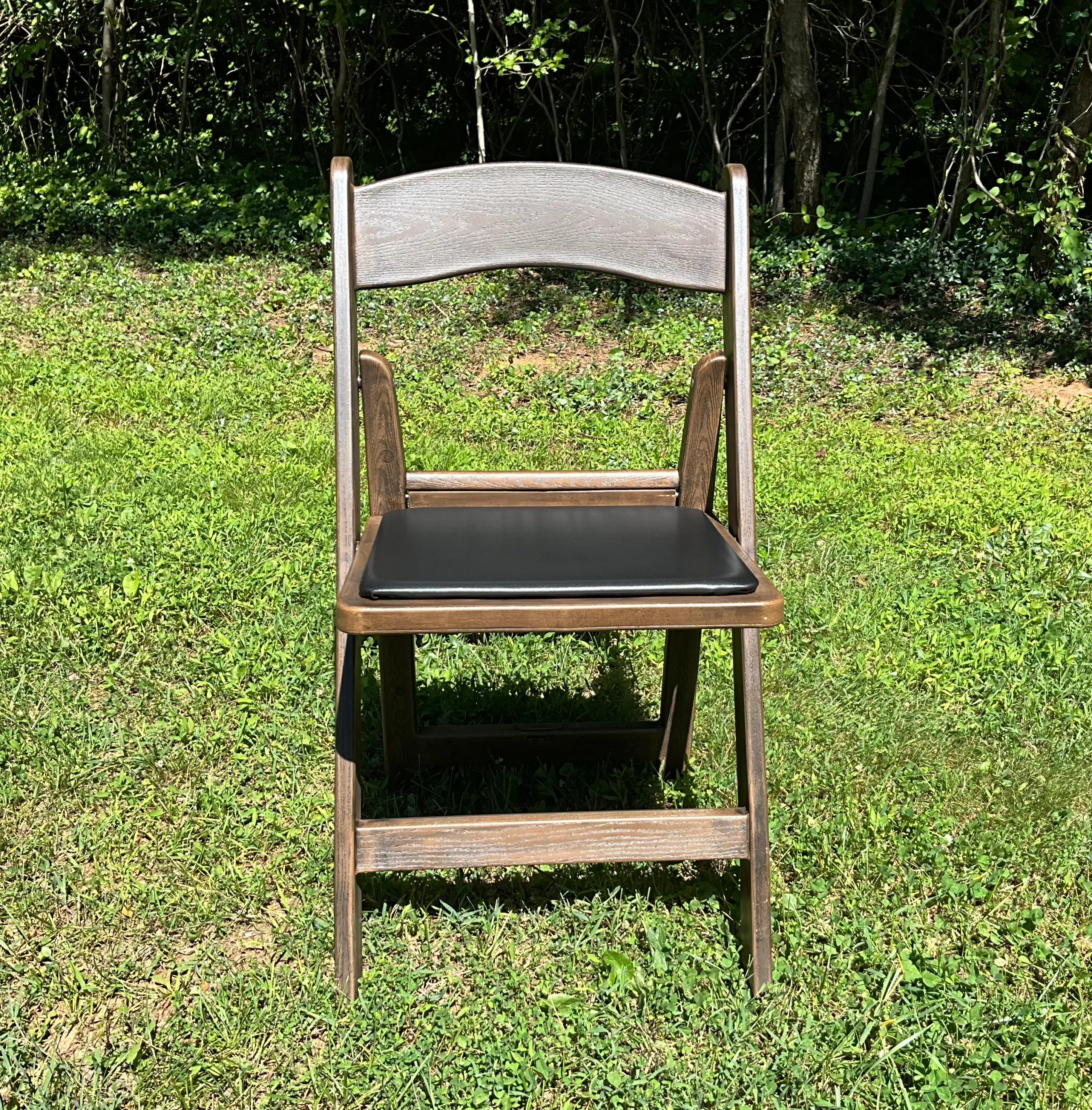 Fruitwood resin chair with black cushion