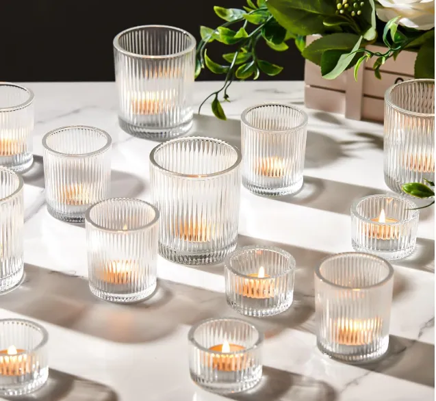 Clear Ribbed Glass Votives