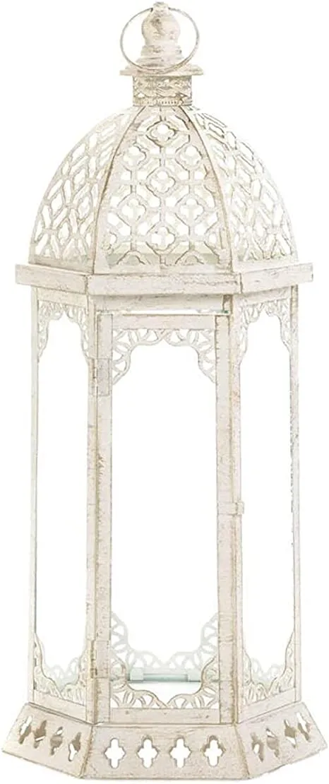Sunshine Distressed White Lantern
