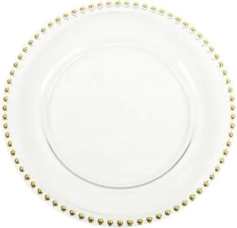 Clear Charger Plate with Gold Bedded Rim 
