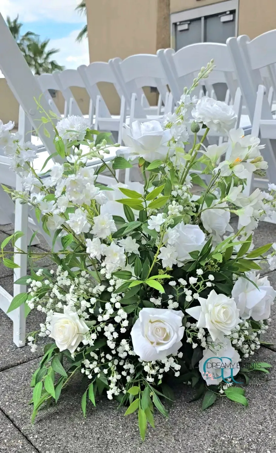 Flower Floor Aisle Maker White and Green