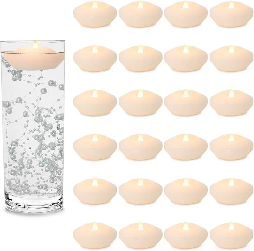 Glass Cylinder Vase with Flameless Battery Operated Floating Candle set of 3