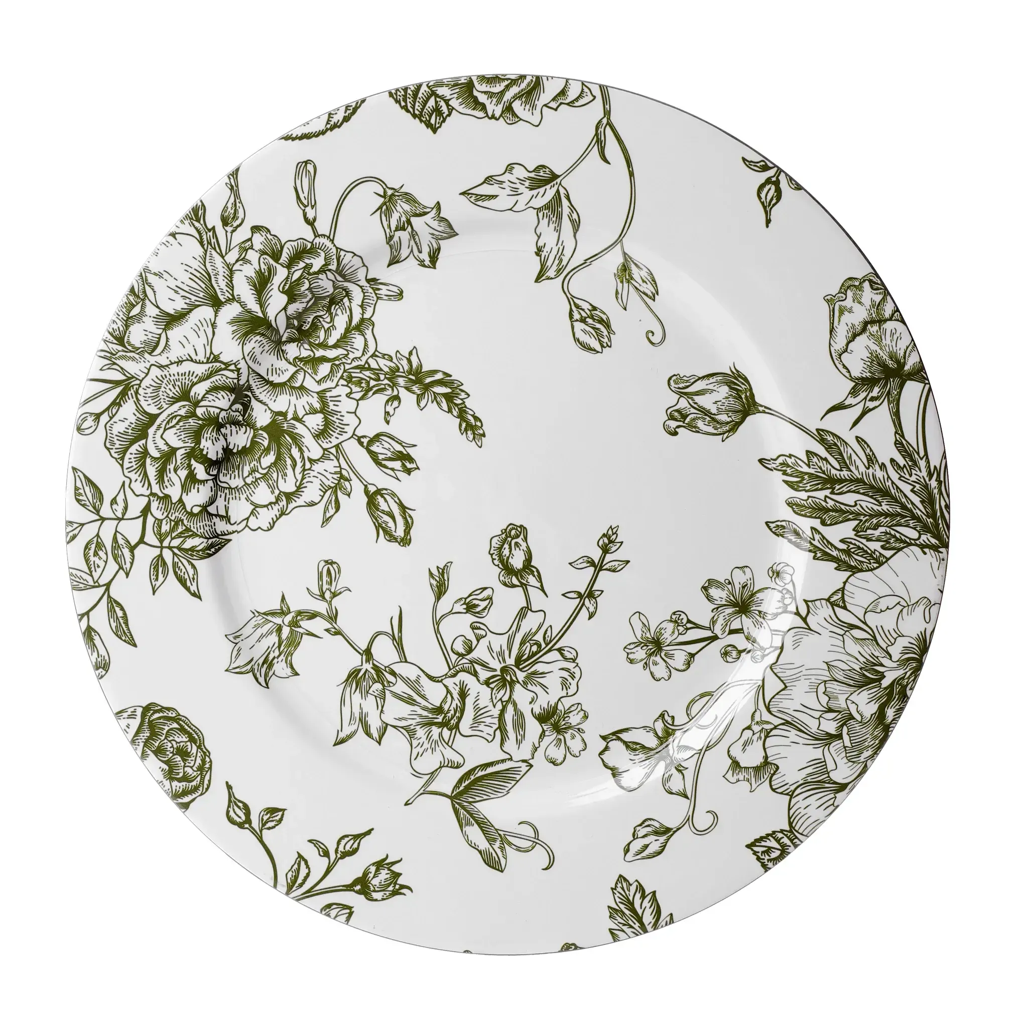 Acrylic Charger Plate (French Toile - Olive Green)