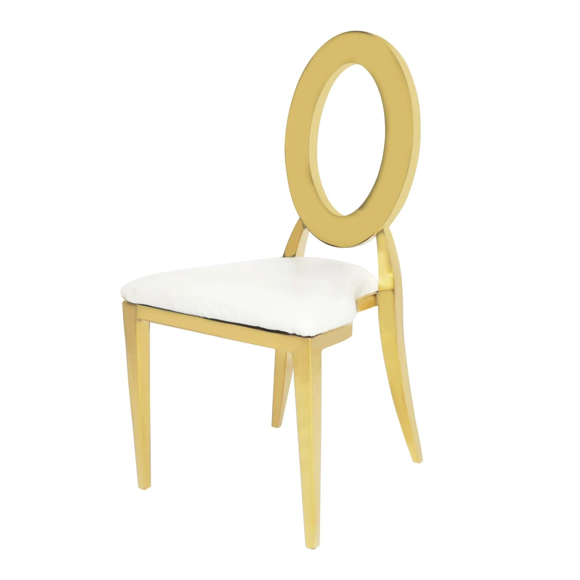 Oval-Back Gold Stainless Steel Chair