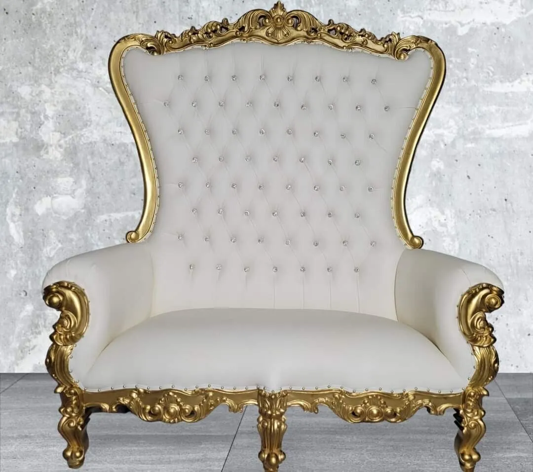 Gold Frame Throne Loveseat