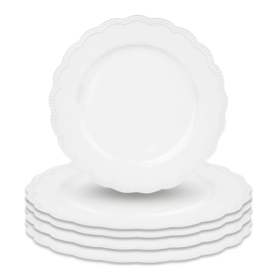 Plastic Scalloped White Charger Plates