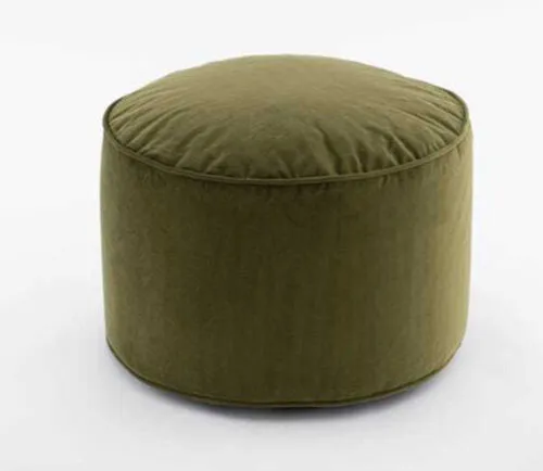Khaki Green Velvet Pouffe