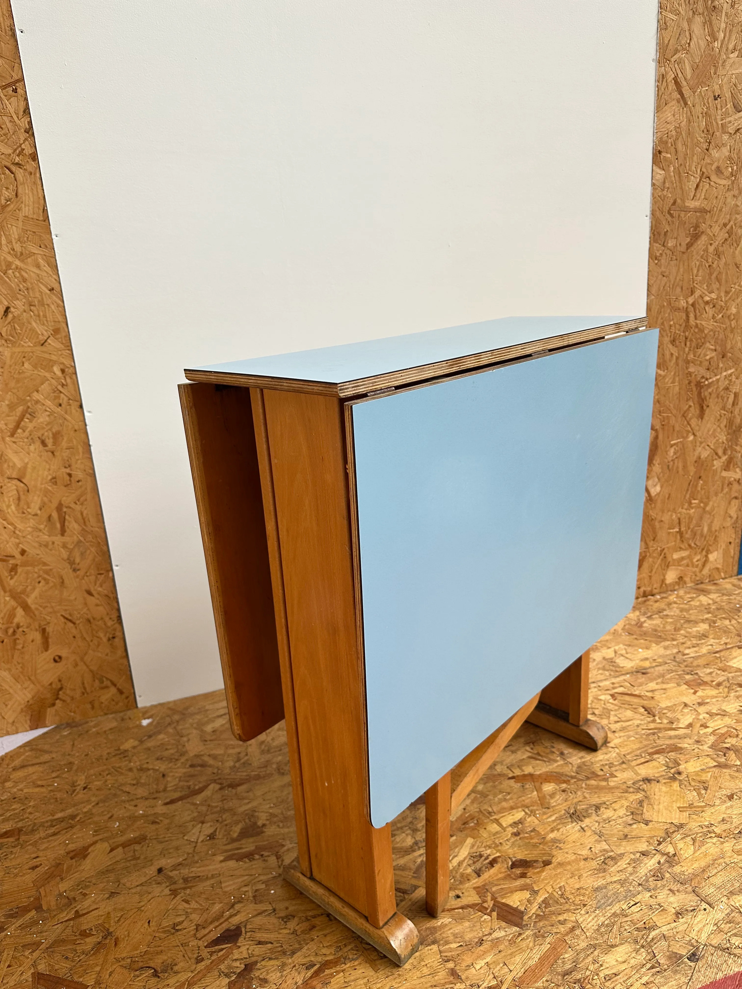 Vintage Blue Drop-Leaf Table