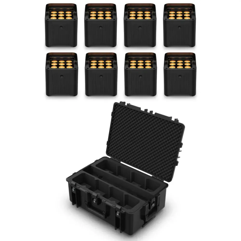 8x Up-lighters and Charging Case