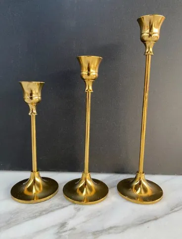 Gold Set of 3 Candlestick Holders