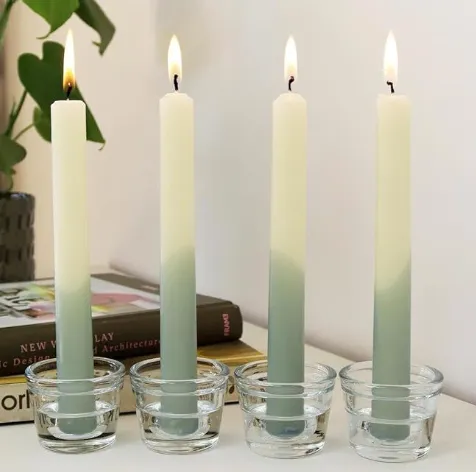Green and White Taper Candles