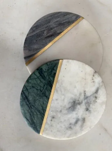 Marble Coaster with Gold Detailing