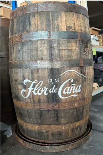 Dark Wood Barrel with rusted bands