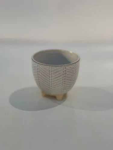 White Herringbone Patterned Planter Bowl (15cm)