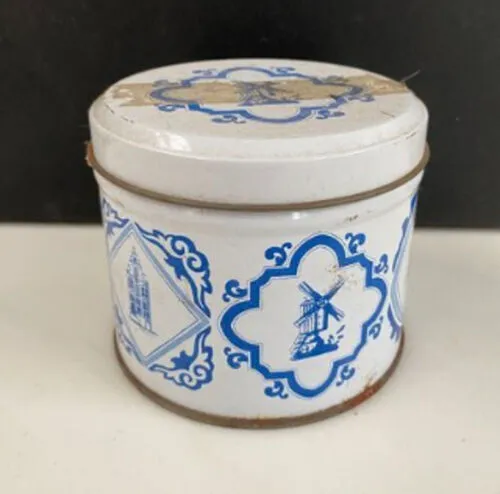 Vintage Blue and White Tin