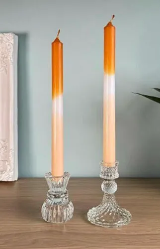 Orange and Peach Two Tone Dinner Candles