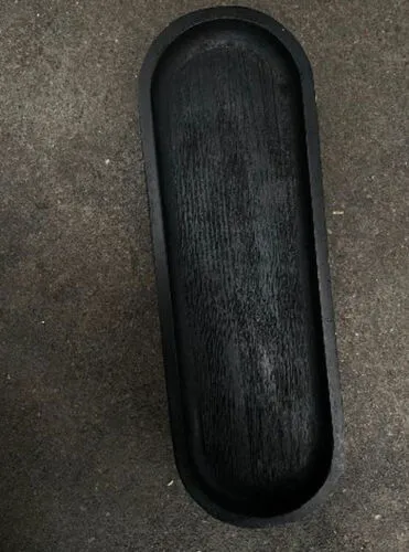 Black Oblong Wooden Tray