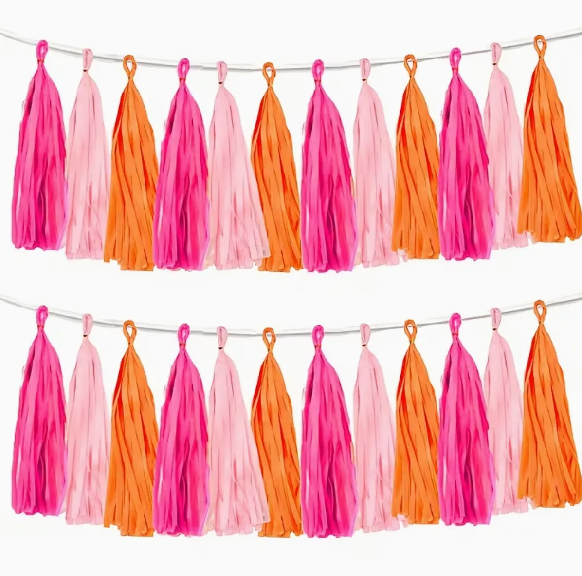 Pink and Orange Tassel Garland Banners