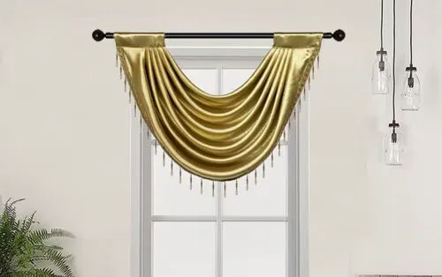 Golden Valance Curtain, Beaded Jacquard