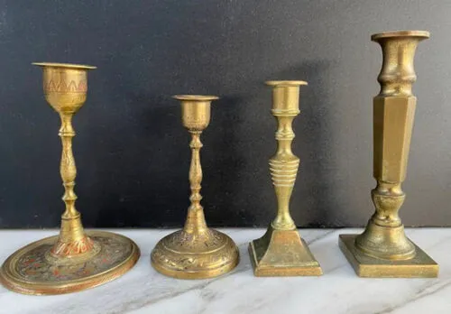 Gold Metal Ornate Candlestick Holders