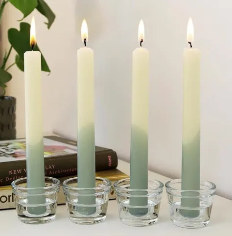 Green and White Dinner Candles
