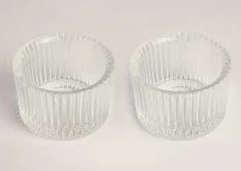 Glass Striped Tealight Holders