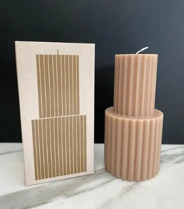 Decorative Beige Pillar Candle
