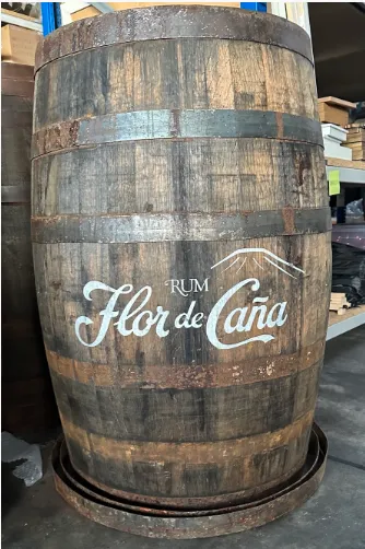 Dark Wood Barrel with rusted bands