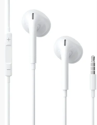 White wired earphones with mic
