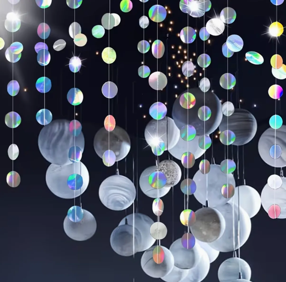 Hanging Iridescent Round Garland