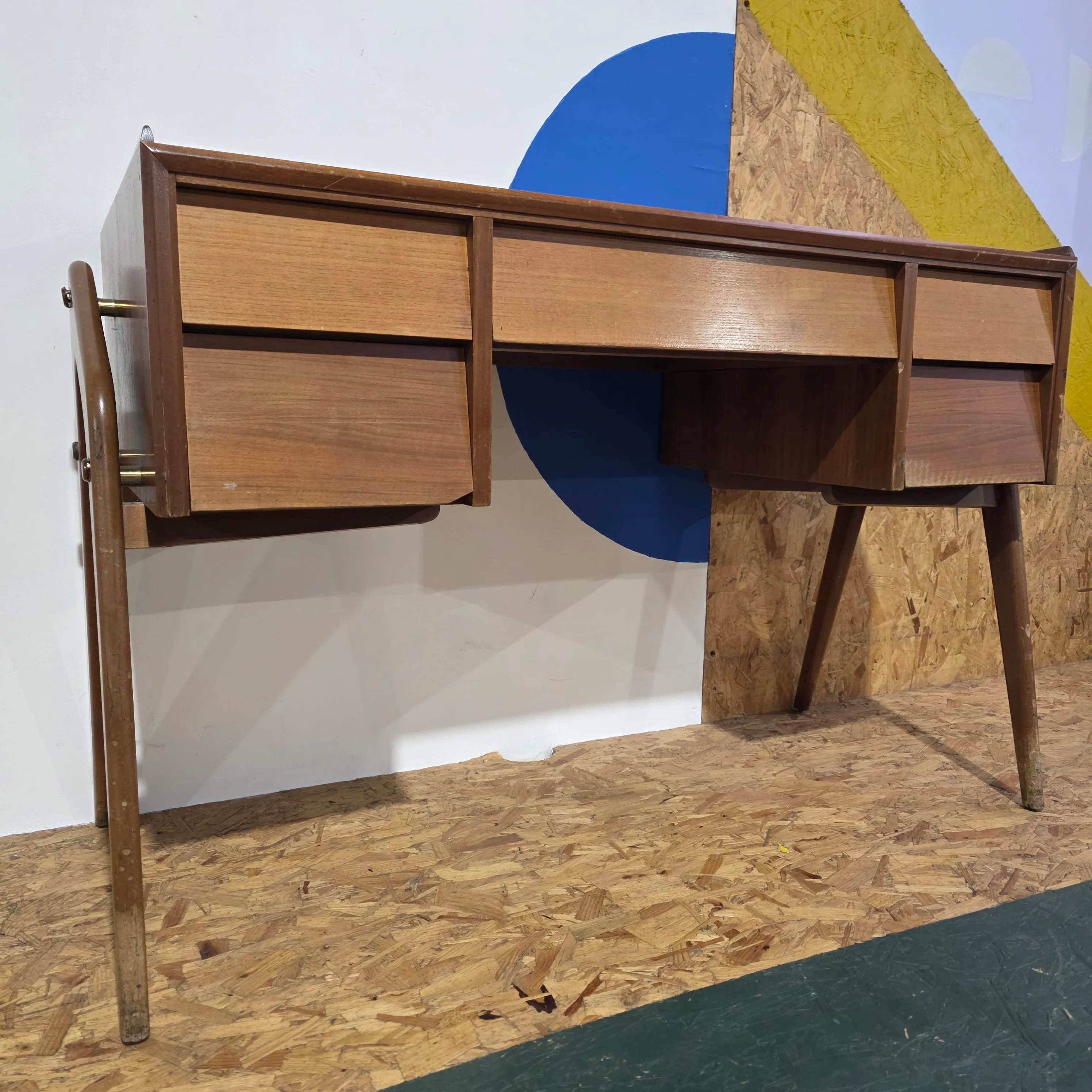 Mahogany/Walnut Desk with Drawers
